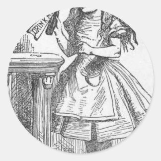 Sticker Rond Buvez-moi, Alice au pays des merveilles