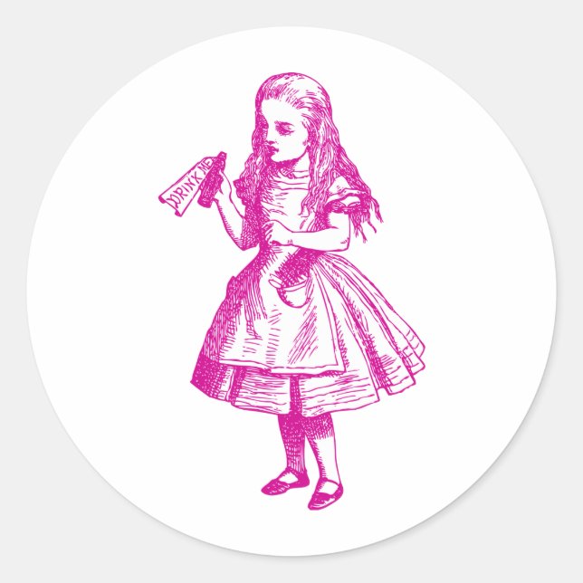 Sticker Rond Buvez-Moi Enked Rose (Devant)