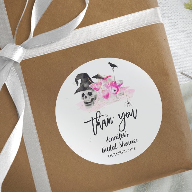 Sticker Rond Buvez tout sorcières Rose Halloween Fête de Mariag (Créateur téléchargé)