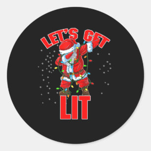 Sticker Rond Buvons Lit Santa Hat Dabbing Noël