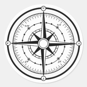 Sticker Rond BW Compass