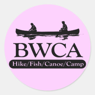 Sticker Rond BWCA / Randonnée en canoë de poisson