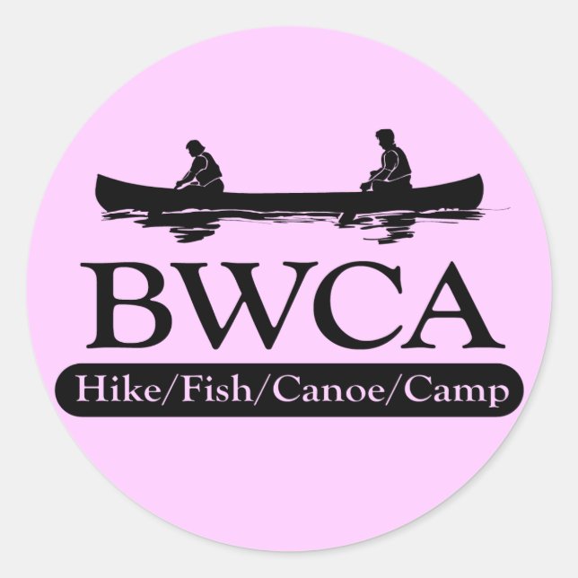 Sticker Rond BWCA / Randonnée en canoë de poisson (Devant)