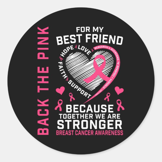 Sticker Rond Byck The Pink Best Friend Breast Cancer Sensibilis (Devant)