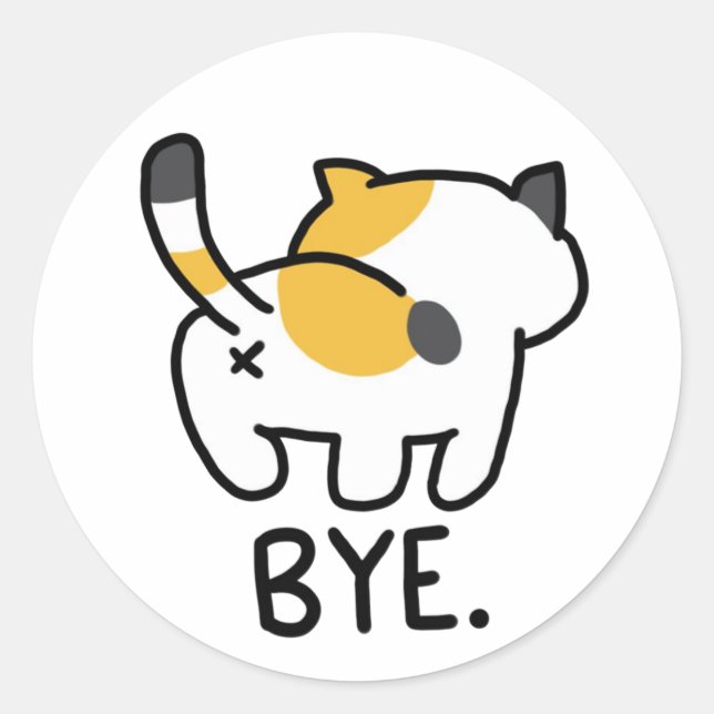 Sticker Rond Bye - Funny cat (Devant)
