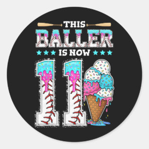 Sticker Rond Byller a maintenant 11 ans Glace qui coule 11e ann