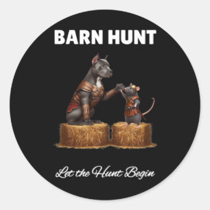 Sticker Rond Byrn Hunt Lover - Cute Warrior Rat Et Cane Corso