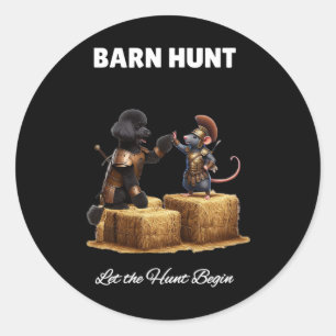 Sticker Rond Byrn Hunt Lover - Joli Rat Guerrier Et Poodle Noir
