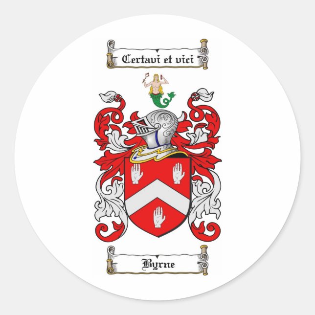 STICKER ROND BYRNE FAMILLE CREST - BYRNE COAT D'ARMES (Devant)