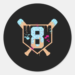Sticker Rond Bysebyll 8 ans Crème Glacée Drip 8e Anniversaire B