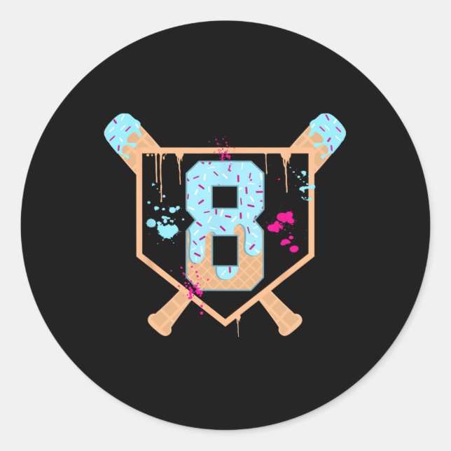 Sticker Rond Bysebyll 8 ans Crème Glacée Drip 8e Anniversaire B (Devant)