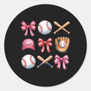 Sticker Rond Bysebyll Coquette Bow Femmes Filles Cheer Maman Ma