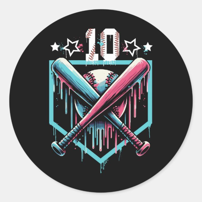 Sticker Rond Bysebyll Drip 10e anniversaire garçons numéro 10 j (Devant)