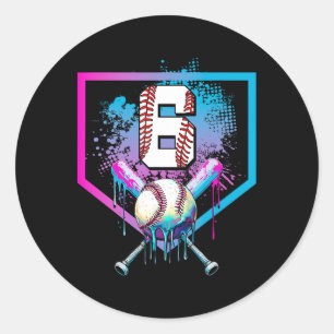 Sticker Rond Bysebyll Drip 6e anniversaire Home Plate Garçons J