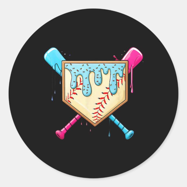 Sticker Rond Bysebyll Game Day Home Plate Ice Cream Drip Avec S (Devant)