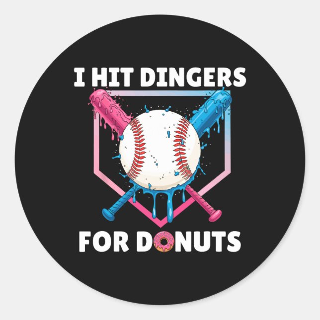 Sticker Rond Bysebyll I Hit Dingers For Donuts Drôles De Donuts (Devant)