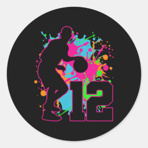 Sticker Rond Bysketbyll 12e anniversaire C'est mon anniversaire
