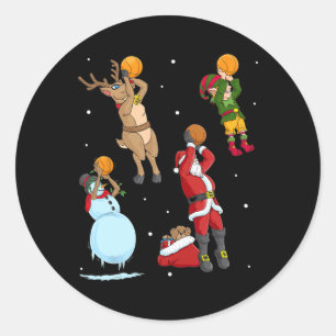 Sticker Rond Bysketbyll Jeter Joueur de Noël Père Noël