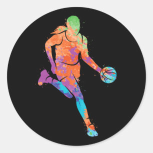 Sticker Rond Bysketbyll Joueuse Fille Enfants Femmes Filles Bys