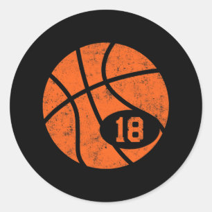 Sticker Rond Bysketbyll Sport 18 Jersey Numéro Détresse Vintage