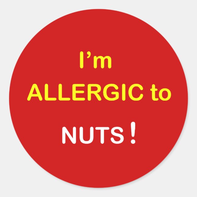 Sticker Rond c2 - Je suis allergique - NUTS. (Devant)