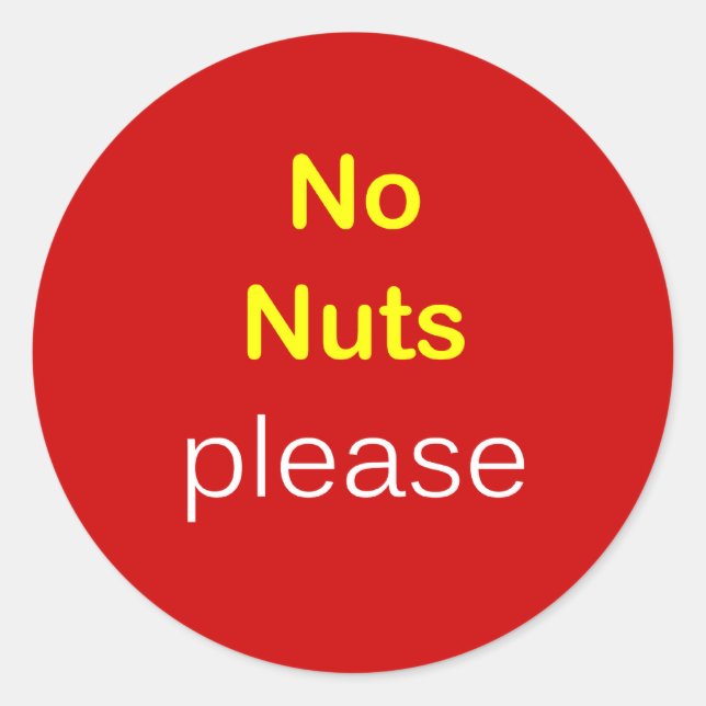 Sticker Rond c5 - Demande de nourriture ~ AUCUN NUTS S'IL VOUS  (Devant)