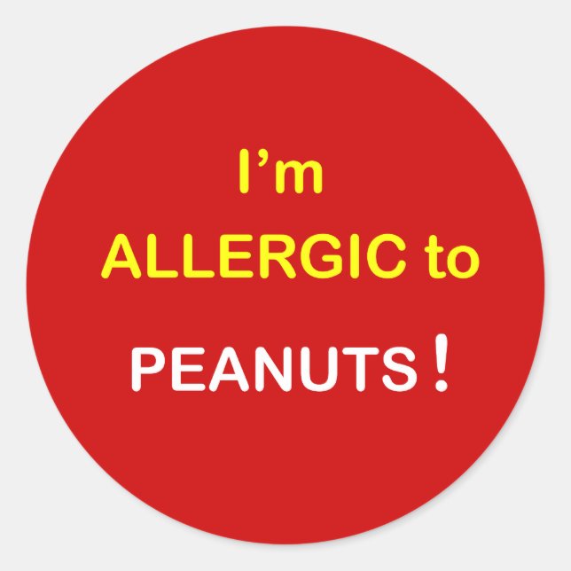 Sticker Rond c8 - Je suis allergique - PEANUTS. (Devant)