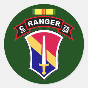 Sticker Rond C Co, 75e régiment d'infanterie - Rangers, Vietnam