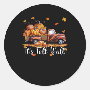 Sticker Rond C’est automne Y’all Citrouille arbre d’automne Hel