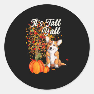Sticker Rond C’est automne Y’all Leaf Fall Tree Bonjour Automne