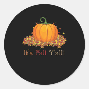 Sticker Rond C’est automne Y’all mignon Citrouille automne arbr