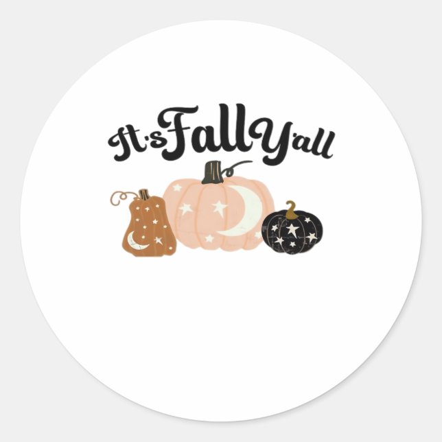 Sticker Rond C’est l’automne Y’all avec des lunes Belle Hallowe (Devant)