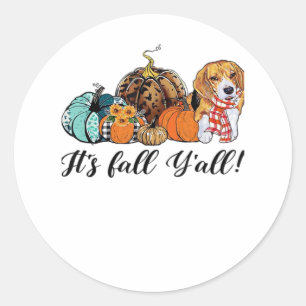 Sticker Rond C’est l’automne Y’all Beagle mignon Amoureux des c