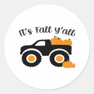 Sticker Rond C’est le Monstre Automne Y’all avec Desi Graphique