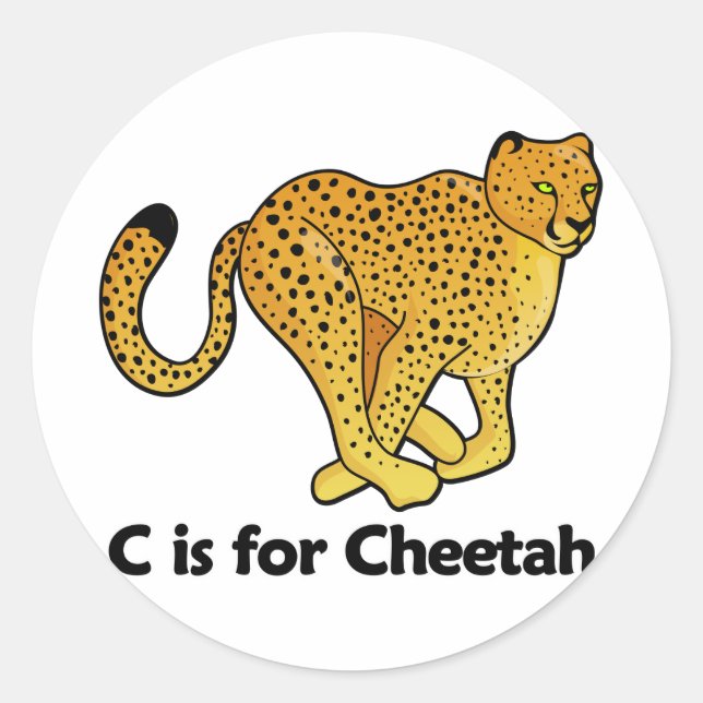 Sticker Rond C est pour Cheetah (Devant)