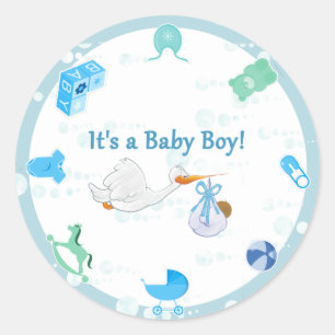 Sticker Rond C’est un garçon - Baby shower personnalisé