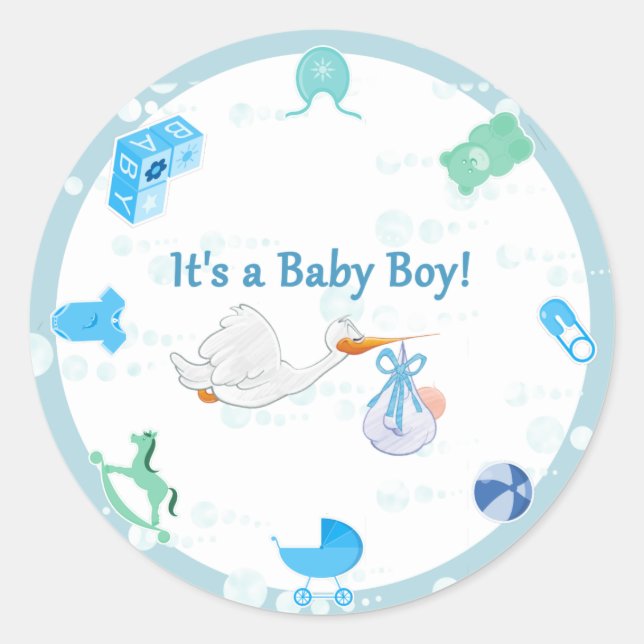 Sticker Rond C’est un garçon - Baby shower personnalisé (Devant)