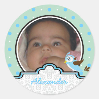 Sticker Rond C’est un garçon naissance bébé polkadot photo fair