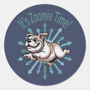Sticker Rond C’est Zoomie Time Bulldog