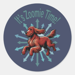 Sticker Rond C’est Zoomie Time Irish Setter