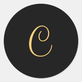 Sticker Rond C initial de couleur or sur le monogramme noir