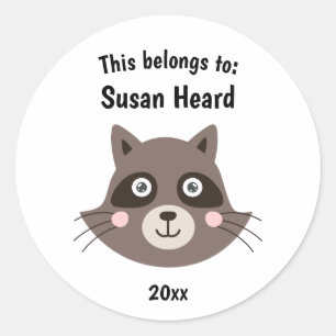 Sticker Rond Ça fait partie du retour à l'école Cute Raccoon