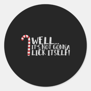 Sticker Rond Ça ne va pas se lick soi-même - Noël coquin