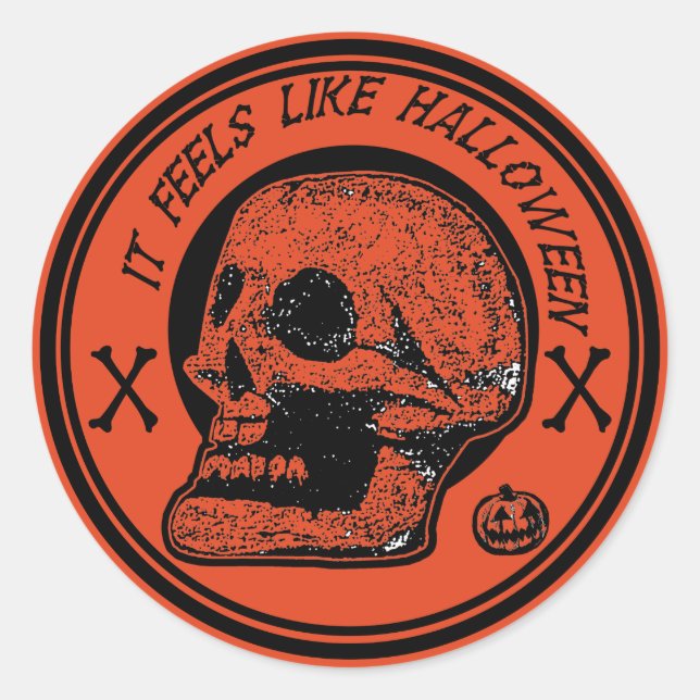 Sticker Rond Ça Ressemble À Halloween - Croix du crâne os (Devant)