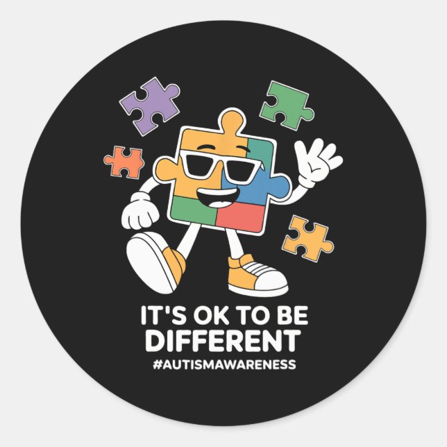 Sticker Rond Ça va être différent Sensibilisation sur l'autisme (Devant)