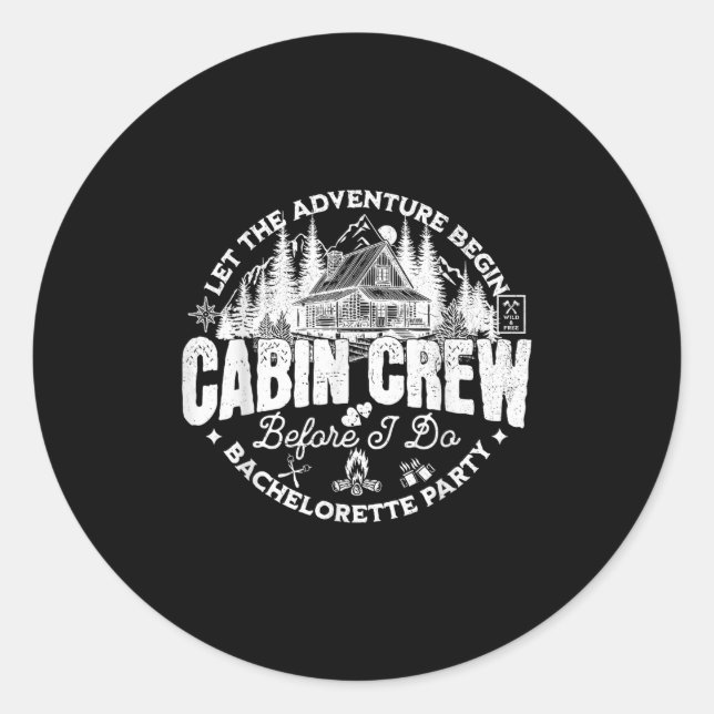 Sticker Rond Cabin Crew Before I Do Bachelorette Party Camp Bac (Devant)