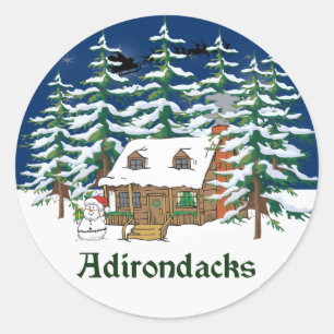 Sticker Rond Cabine d'hiver Adirondack