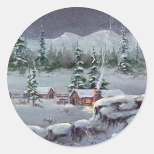 Sticker Rond CABINE d'HIVER par SHARON SHARPE
