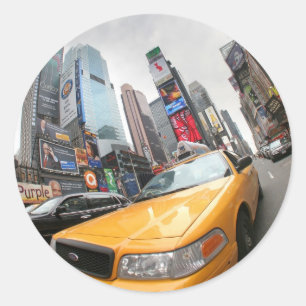 Sticker Rond Cabine jaune de New York
