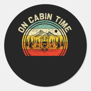 Sticker Rond Cabine Vie Camping À L'Heure Cabine Cottage À L'Ex